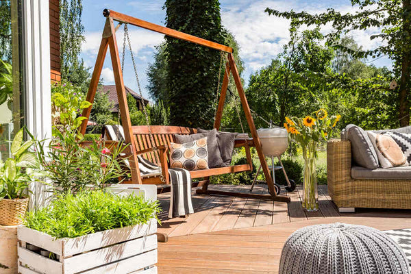 House patio with the garden swing