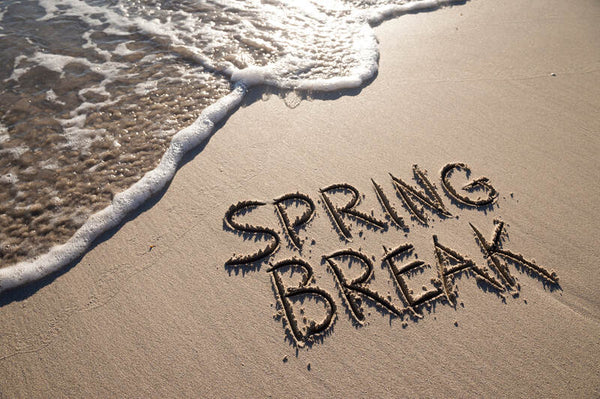Spring break spelled in sand