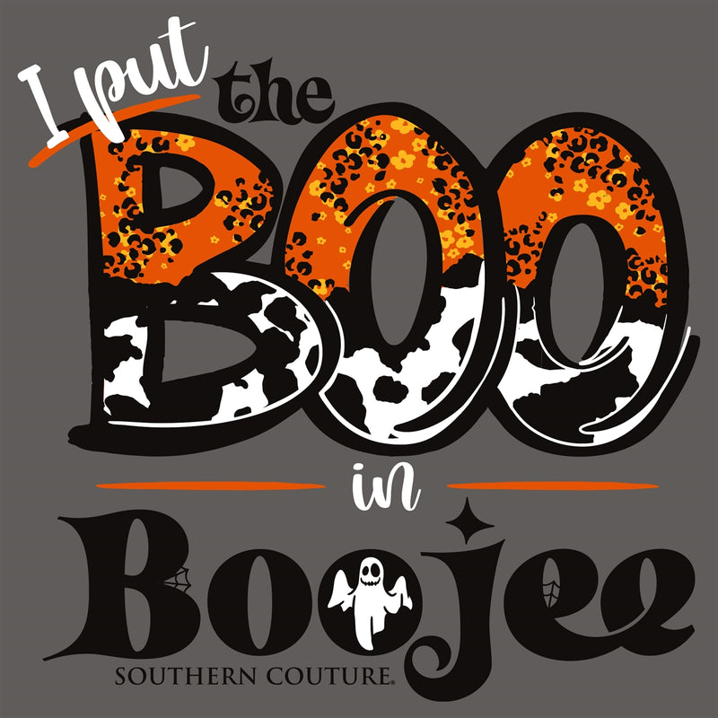 I Put the Boo in Boojee Front Print Southern Couture Long Sleeve Tee