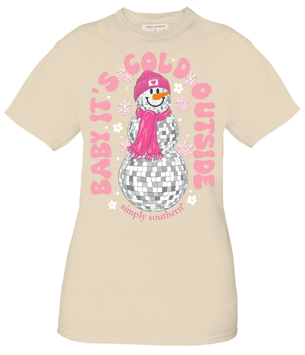 Baby It's Cold Outside Disco Snowman Simply Southern Tee
