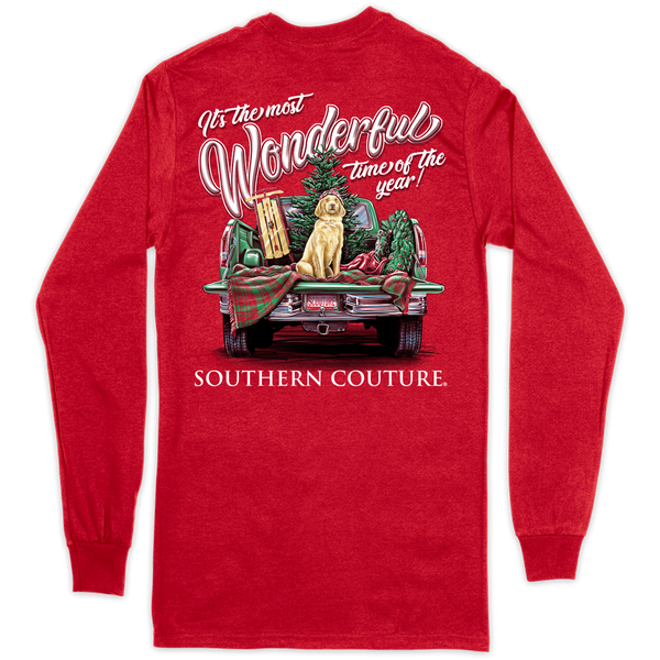 Most Wonderful Time of the Year Truck Southern Couture Long Sleeve Tee