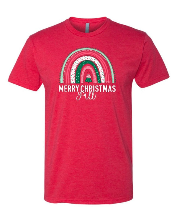 Merry Christmas Y'all Rainbow Southernology Front Print Tee